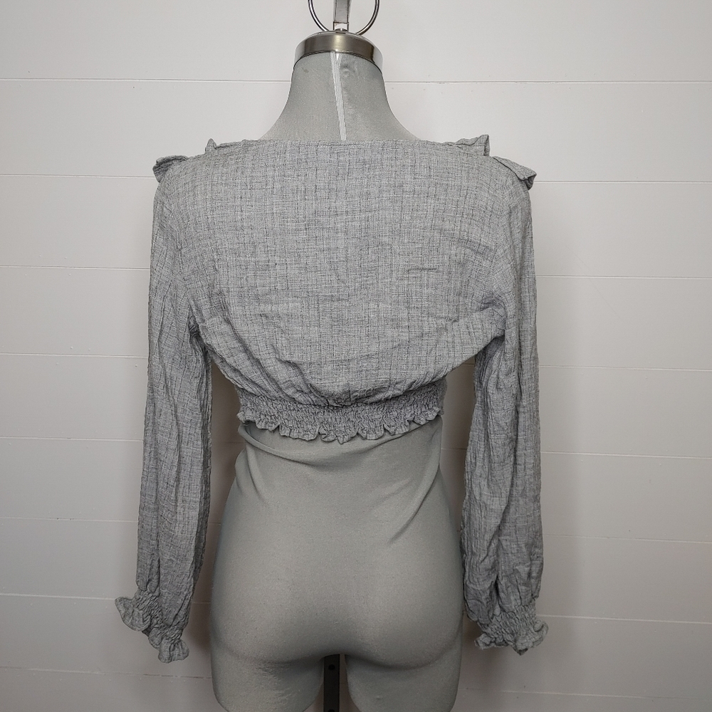 ZARA Ruffle Cropped Blouse - Picture 6 of 13